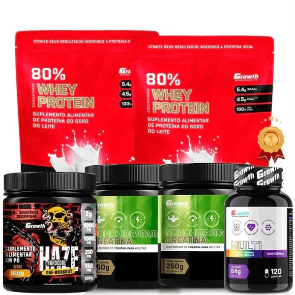 ( ÚLTIMO DIA DE PROMOÇÃO ) - Kit 2 Whey 1KG +2 Creatinas 250g +Pré-Treino Haze 300g +Multivitamínico 120caps - Image 2
