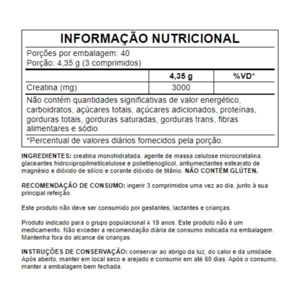 CREATINA CREAPURE MONOHIDRATADA 120 COMPRIMIDOS - Image 3